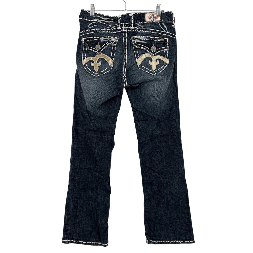 Laguna Beach Jean Co. Size 31 Y2K Fleur de Lis Jeans Thick Stitch Flap‎ Pocket